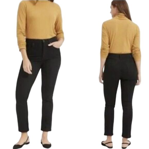 Everlane High Rise Slim Straight Stretch Cigarette Black Women's Sz 27 Reg NWT - Picture 1 of 12